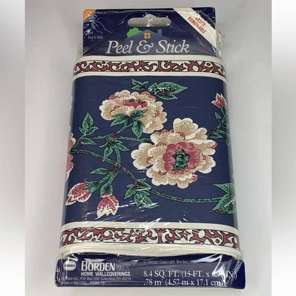 Borden 1993 Peel & Stick Borderlines Floral Design Wall Covering USA Made WL9075